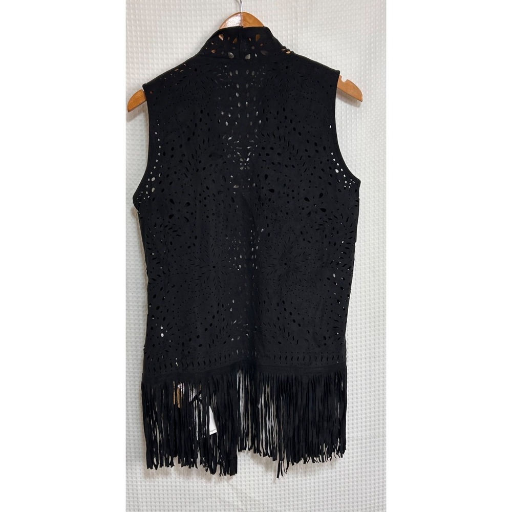 NWT Western Montana Co Women's size L Suede Fringe Vest Cowgirl Cutout v - Picture 15 of 16